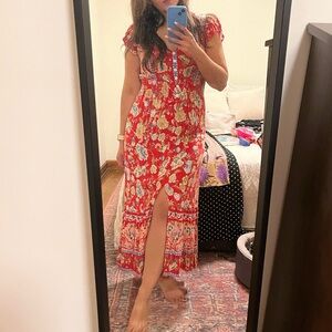 Floral Red Maxi Dress